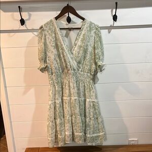 Taylor Green Ruffled Puff Sleeve Sundress